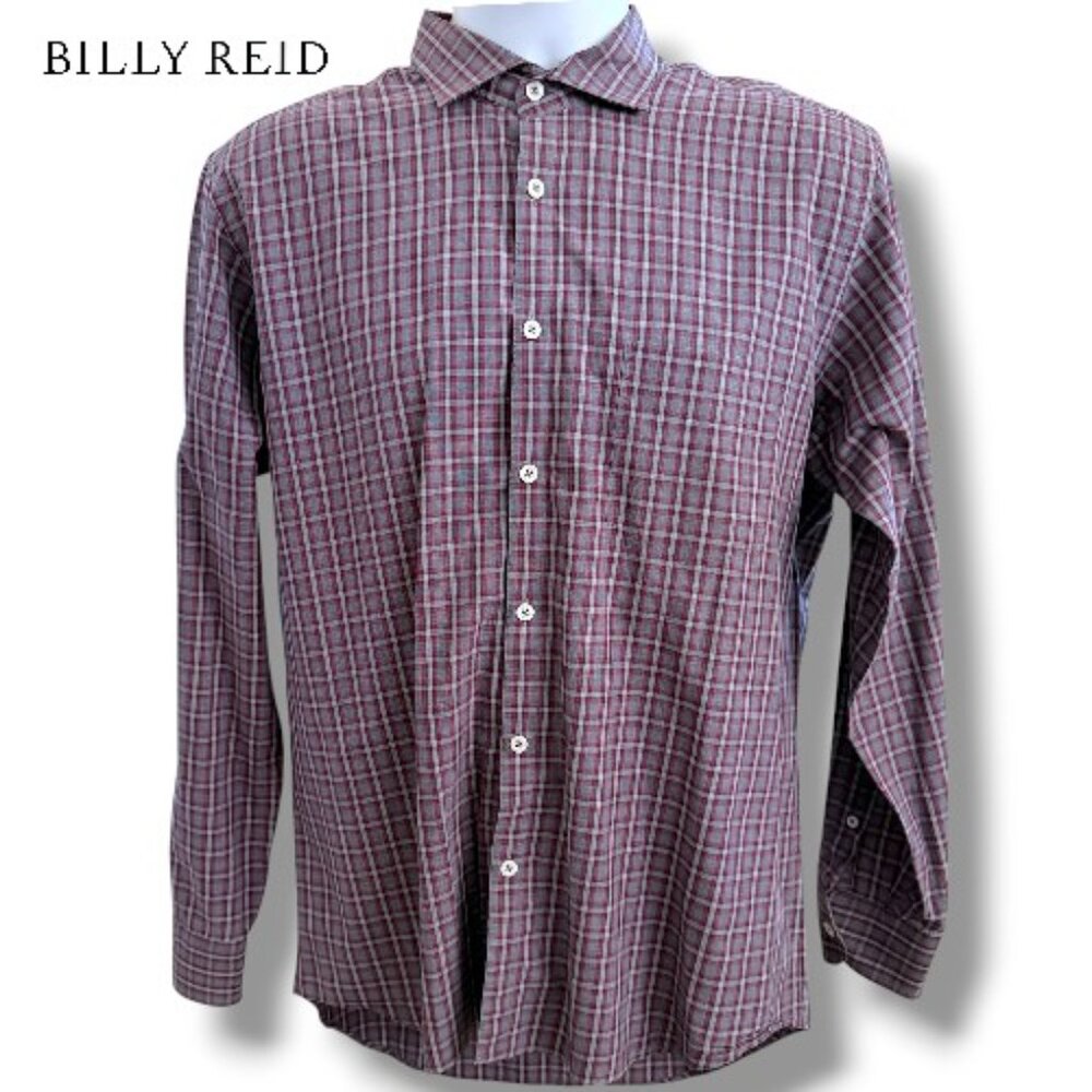 Billy Reid Men's Shirt Tartan Plaid Gray Checkered Button Down Preppy | Sz‎ M